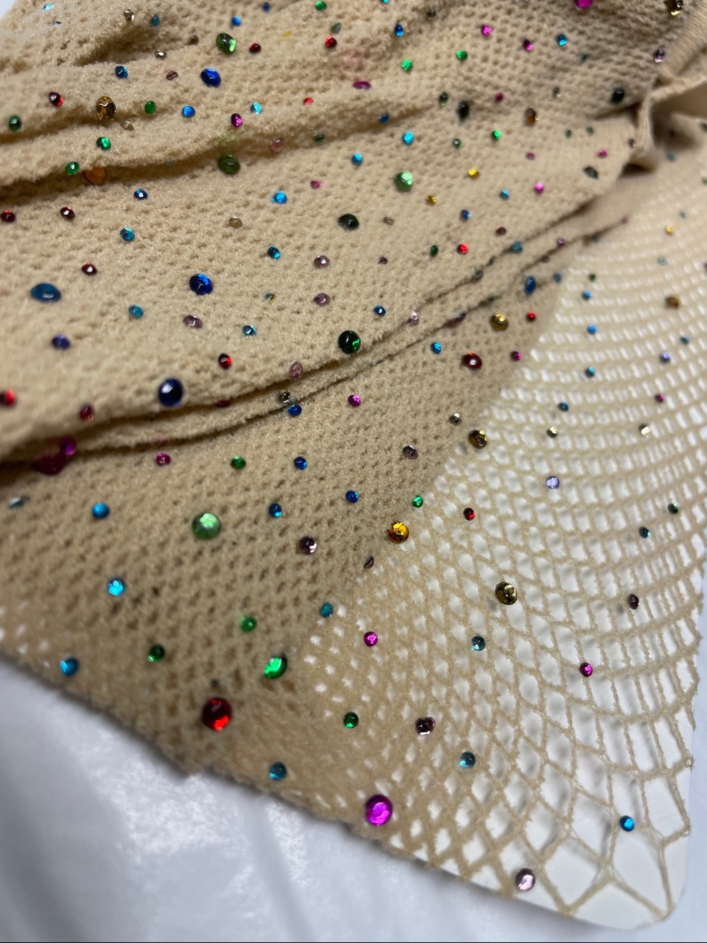 NWT rhinestone fishnet nude Stockings tan beige MULTICOLOR stripper